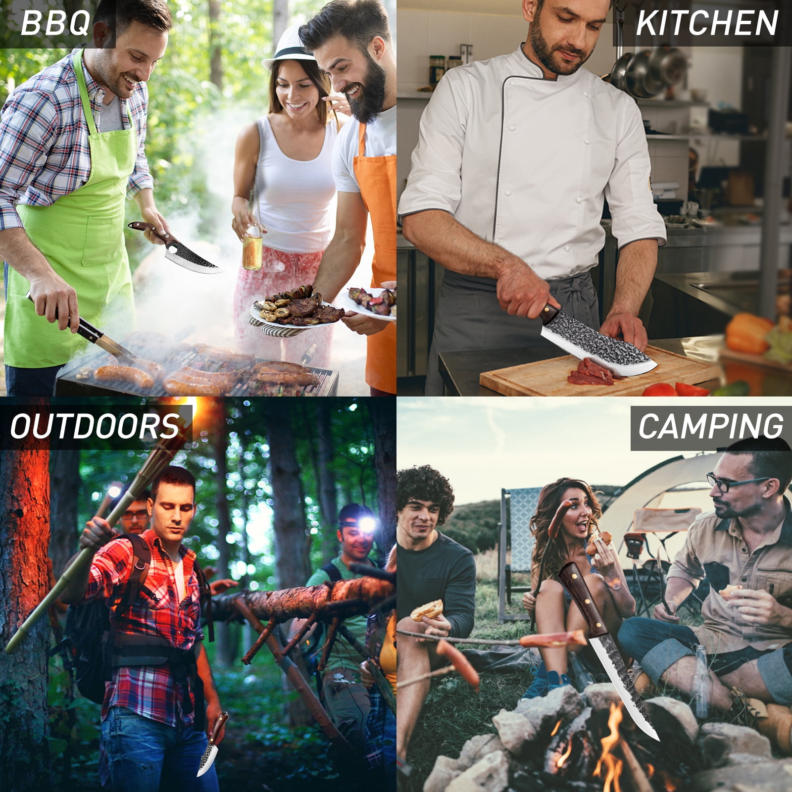 Chef Knife Set 8 PCS,DFITO High Carbon Steel Hand Forged Kitchen Knife Set with Roll Bag