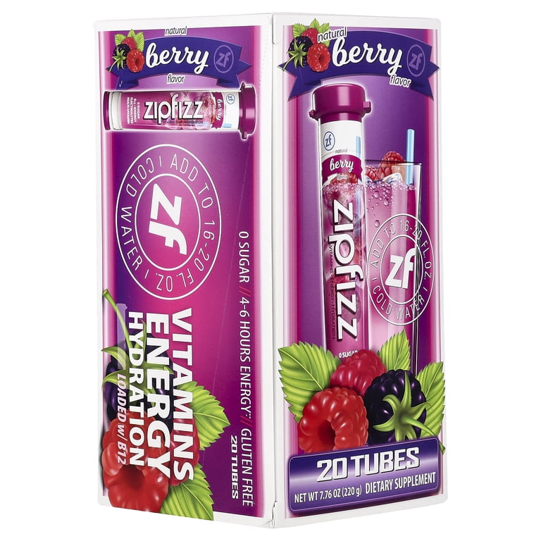 Zipfizz, Healthy Energy Drink Mix, Berry, 20 Count - Walmart.com
