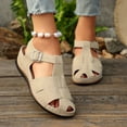 thumbnail image 5 of LOVZFMLL Women's Sandals Closed Toe Ankle Strap Comfort Walking Hiking Wedge Sandals with Arch Support Summer Outdoor Shoes Beige 5.5, 5 of 5