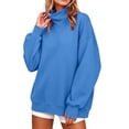 thumbnail image 3 of SEROYE Women's Mock Neck Sweatshirts Thumbholes Solid Long Sleeve Pullover Loose Casual Sports Tops for Fall Winter (S, Blue), 3 of 10