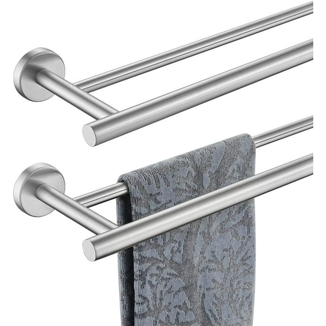 Double Towel Bar Matte Stainless Steel Bath Towel Rack for Bathroom Towel Holder Wall Mount Total Length TBLPB