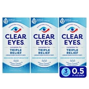 Angle View: Clear Eyes Triple Relief Lubricant Eye Drops, 0.5 fl oz, Pack of 3