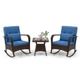 thumbnail image 2 of Gymax 3 Piece Outdoor Rocking Set Rattan Rocker Chairs w/ Tempered Glass Coffee Table, 2 of 10