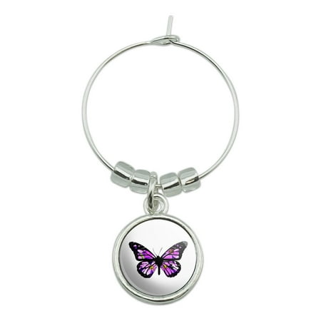 

Butterfly with Flowers Wine Glass Charm Drink Marker