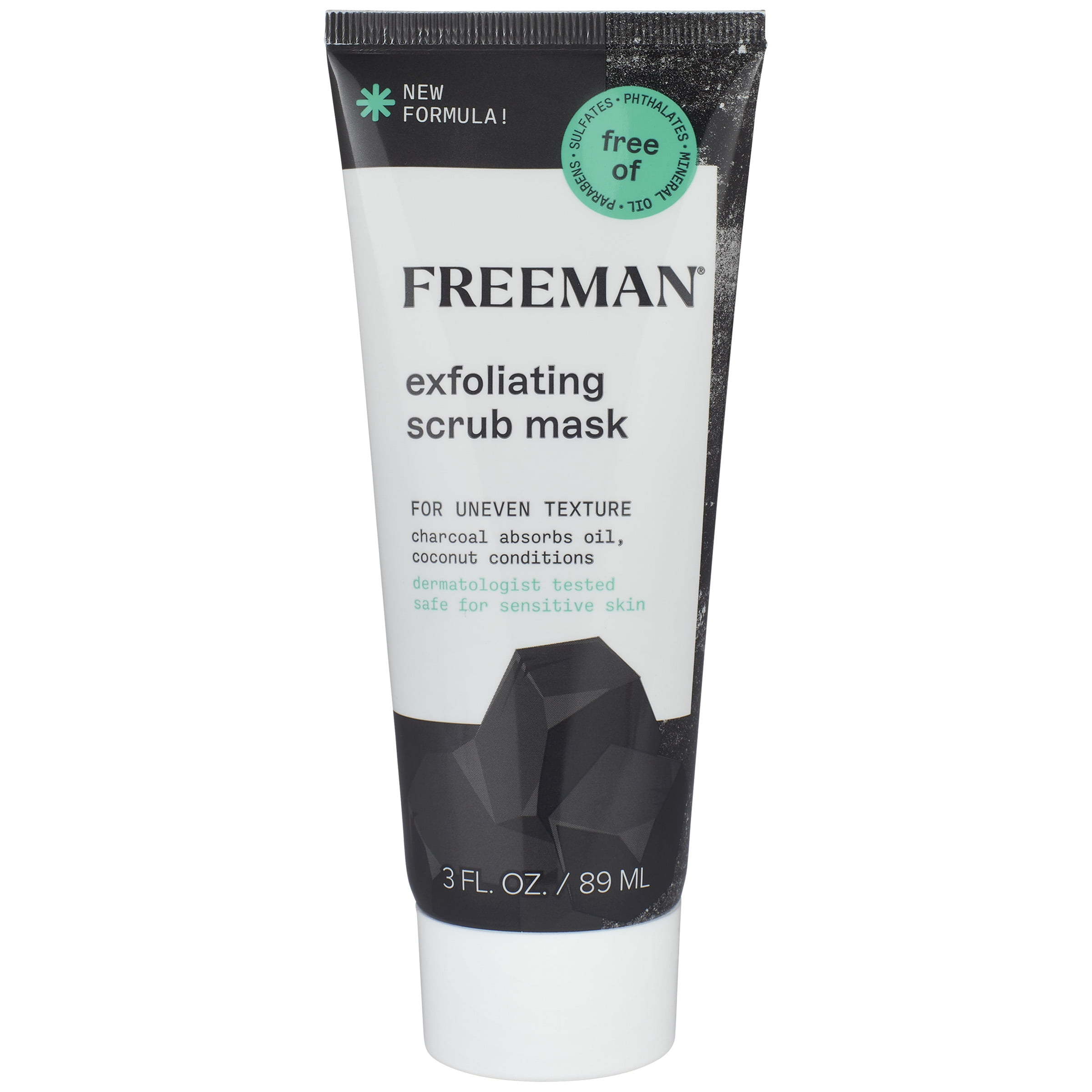 Freeman Exfoliating Charcoal & Coconut Facial Scrub Mask, 3 fl. oz. / 89 ml Tube