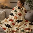 thumbnail image 3 of Rdsfhsp Holiday Football Christmas Bells Pattern Flannel Throw Blanket Soft Warm Fleece Blanket for Sports Lovers Couch Decor, 3 of 5