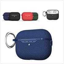 ELEHOLD AirPods Case Designed for Apple Airpods Pro 2 2022 Lychee Pattern Full Body Protection with Carabiner Slim Shockproof Waterproof Case For Airpods Pro 2 2022,Blue