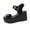 Black, variant on CHGBMOK Womens Sandals Fashion Casual One-Line Buckle Spring and Summer New Wedge Heel Thick Bottom Fish Mouth,Sizes 36-43