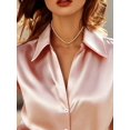thumbnail image 3 of Blusa De Satén Naranja Coral Con Cuello Clásico Y Manga Corta, 3 of 24