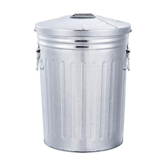 FashionCha 8 Liters Outdoor Iron Garbage Can Bin with Lid Sturdy Rustic Multifunctional