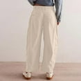 thumbnail image 3 of LLYwey Hiking Leggings Women Deals Clearance Ladies Casual Solid Color Pocket High Waist Straight Leg Pants Casual Pants New Winter Pants Khaki M, 3 of 7