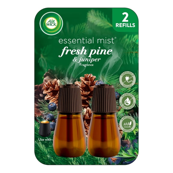 Air Wick Essential Mist Scented Oil Air Freshener Diffuser Refills, Fresh Pine and Juniper, 2 Count