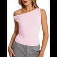 thumbnail image 2 of Tops de Verano con Hombros Descubiertos para Mujer, Camisetas para Salir, Top Corto Sin Mangas, Ropa de Moda, Conjuntos de 2025 Rosa XS, 2 of 9