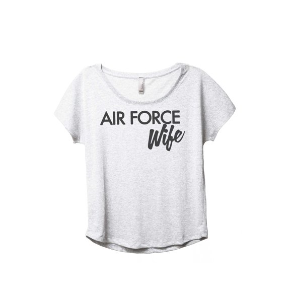 Air Force Wife Women's Fashion Slouchy Dolman T-Shirt Tee Heather White 2X-Large