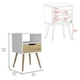 thumbnail image 7 of White & Light Oak Nightstand with Open Shelf & Drawer Elegant Furniture for Your Bedroom, 7 of 7