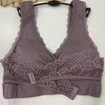 thumbnail image 2 of Women's Sports Bras Solid Color Lace Front Cross Side Buckle Without Rims Gathered Bra for Yoga Sleep Daily Wear, 2 of 7