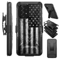 thumbnail image 1 of Compatible with Samsung Galaxy A33 Hybrid Luxguard Holster Phone Case Cover (Gray US Flag), 1 of 1