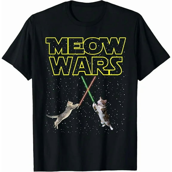 Meow Wars Cat Funny Gifts For Cats Lovers Novelty Shirt Unisex T-Shirt, up to Size 5XL