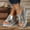 #0181-Silver, variant on Women's Wedge Sandals, Glamorous Metallic Crisscross Strap Footwear, Adjustable Ankle Buckle for Summer Evening Events Gift