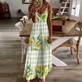 thumbnail image 4 of Lemon Green White Plaid Sleeveless Dress Loose Women's Dress Dresses Luxury Evening Dresses, 4 of 9