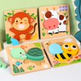 thumbnail image 3 of HILABEE 4Pcs Animal Shape Puzzles Board Early Educational Color Shapes Montessori B, 3 of 7
