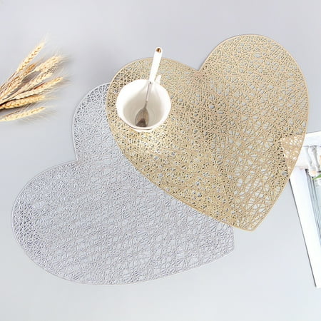 

jiaroswwei 2Pcs/Set Bowl Pad Hollow Out Wide Application PVC Heart Shaped Table Cup Mat Kitchen Accessories