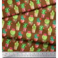 thumbnail image 2 of Soimoi Brown Cotton Duck Fabric Cactus With Conical Pot Tree Printed Craft Fabric by the Yard 42 Inch Wide, 2 of 3