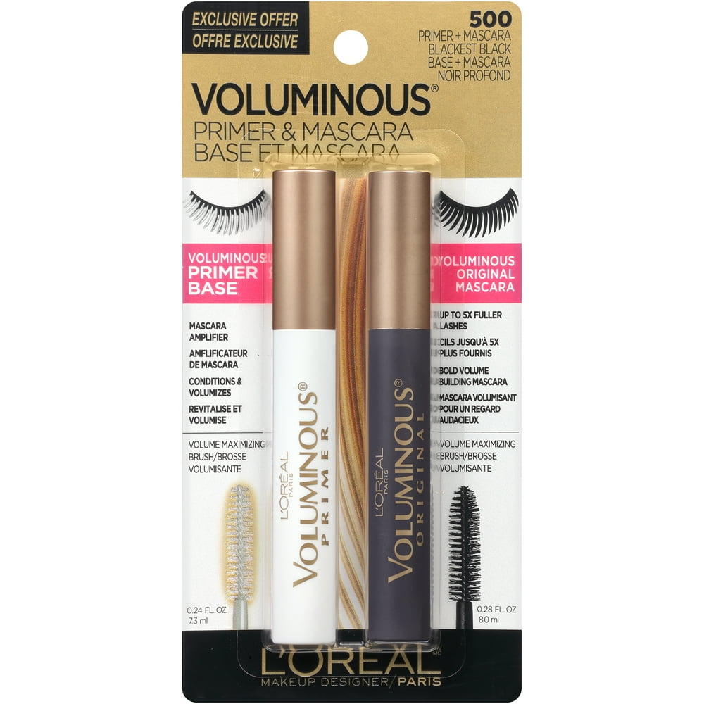 L'Oreal Paris Voluminous Lash Primer and Mascara, Primer + Blackest