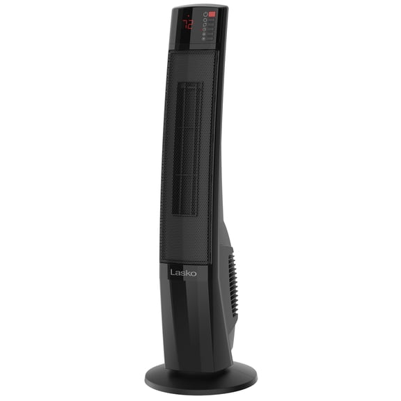 Lasko 30" 1500W Oscillating Ceramic Tower Space Heater with Remote Control, 2 Heat Settings, 8-Hour Timer, Black, CT30796