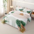 thumbnail image 3 of Erosebridal Tropical Leaf Quilt Full for Women Men, Boho Arch Line Circle Print Full Bedspread Sets, 3-Piece, 3 of 7