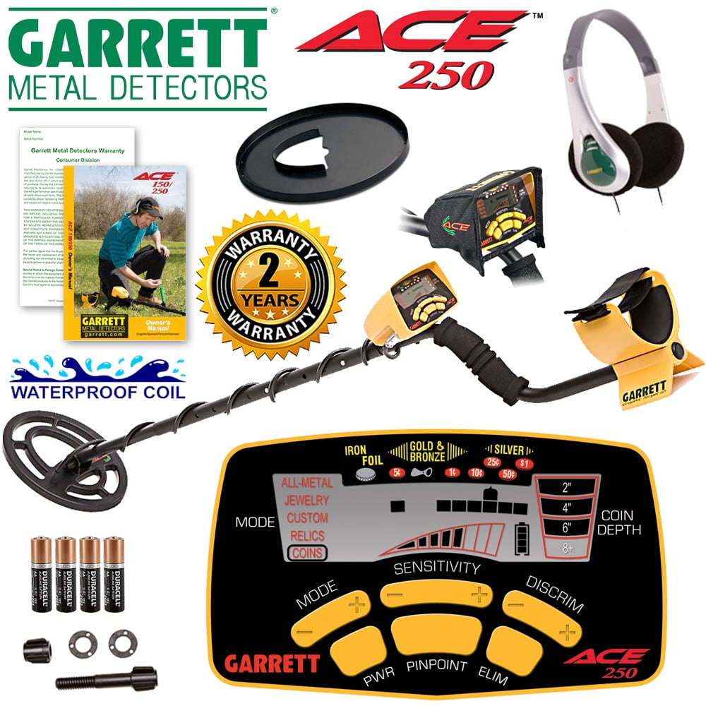 Frustrante repentinamente Burlas Garrett ACE 250 Metal Detector w/ Headphones, Coil Cover & Rain Cover -  Walmart.com