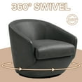 thumbnail image 6 of UIXE Swivel Barrel Accent Chair Set of 2 PU Leather Club Chair Upholstered Armchair for Living Room Modern Round Arm Chair, Black, 6 of 6