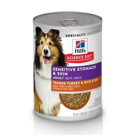 Hill's Science Diet Adult Sensitive Stomach & Skin Canned Dog Food, Tender Turkey & Rice Stew, 12.5 oz, 24 Pack wet dog