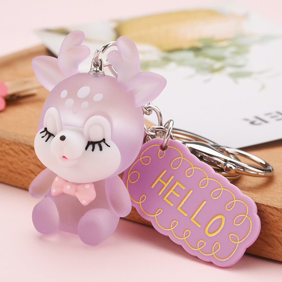 Naierhg 2Pcs Elk Luminous Keychain Car Key Ring Holder Handbag Hanging Decor Gift