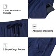 thumbnail image 2 of Satankud Mens Knit Plaid Casual Cargo Shorts Zipper Pockets Quick Dry Elastic Waist Cargo Outdoor Hiking Shorts NavyBlue-32, 2 of 7