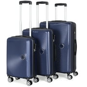 Hikolayae Oriental Collection Hardside Spinner Luggage Sets in Azure Blue, 3 Piece - TSA Lock