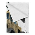 thumbnail image 2 of Cars Soft Flannel Fleece Blanket, Worldwide Off Road Famous Safari Rally Truck with Skull Pirate Flag Camouflage Design, Cozy Plush for Indoor and Outdoor Use, 70" x 90", Grey Brown, by Ambesonne, 2 of 5