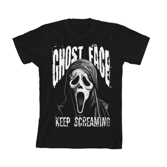 Ghost Face Keep Screaming Distressed Graphic Youth Boys Short Sleeve Tee Scream Character T-Shirt-Small