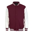 thumbnail image 3 of Men's Classic Snap Button Vintage Baseball Letterman Varsity Jacket (Gray Black,L), 3 of 3