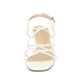 thumbnail image 5 of BLISSFUL STEP Edition Women's Square Toe Knots Ankle Strap Block Heels Sandals Lime White 7, 5 of 6