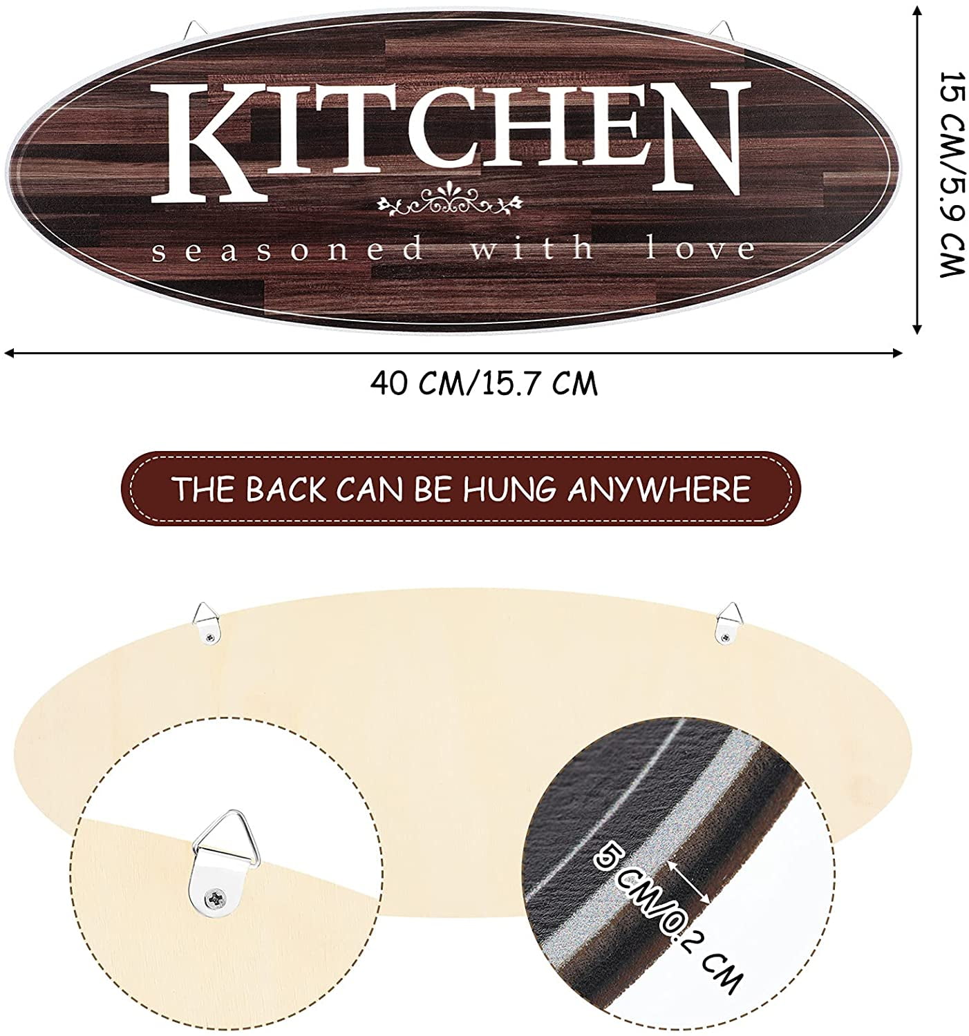 Rustic Wooden Kitchen Wall Decor Sign Oval Wood Farmhouse Kitchen Wall