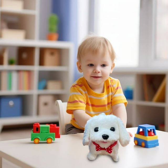 Jouets de Vacances pour Poupées, Rencontrez Votre Nouvel Ami : le Chiot Robot Interactif! Chiens Compagnons Marron et Blanc avec Mouvements Réalistes, Réponses Émotionnelles et Capteurs pour Poupée en Peluche FunA