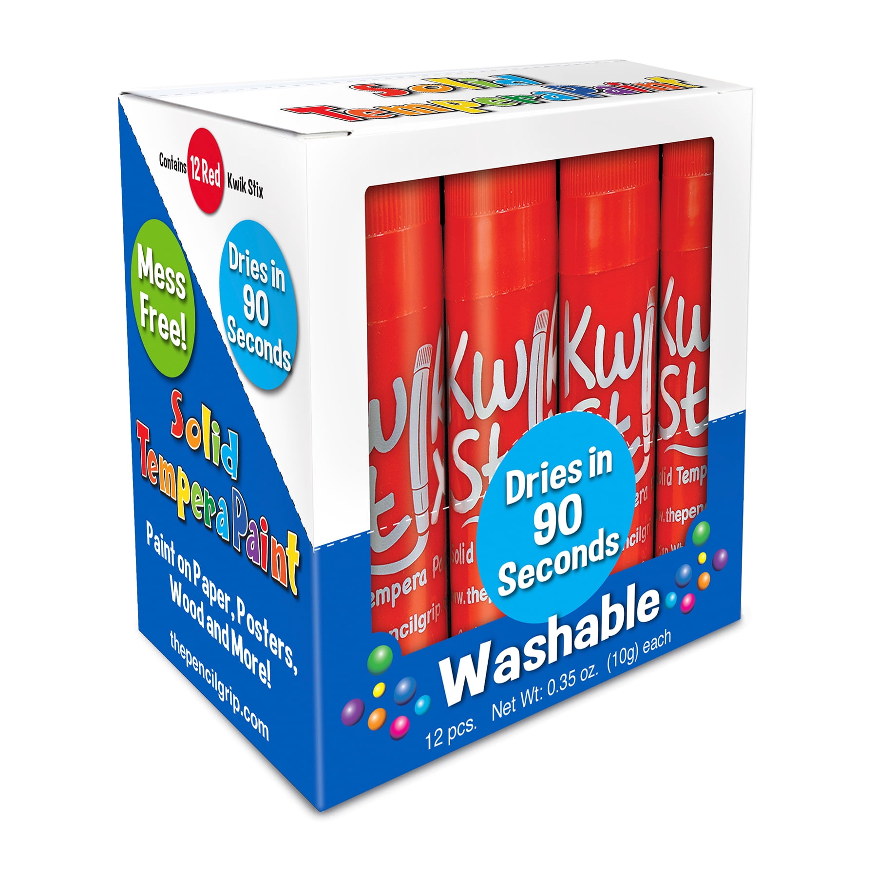 Kwik Stix Tempera Paint Sticks, Single Color Pack, Red, 12 per Pack, 2 Packs