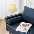 thumbnail image 4 of Vonanda Faux Leather Sofa Couch, Mid-Century 73 inch 3-Seater Sofa with 2 Bolster Pillows and Hand-Stitched Cushion for Living Room, Elegant Twilight Blue, 4 of 8