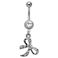 thumbnail image 1 of Dangle Cz Jeweled Bow Belly Button Ring, 1 of 1