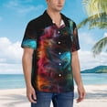 thumbnail image 3 of Fotbe Neon Spectrum Cat Portrait Camisa Hawaiana para Hombre Unisex – Camisa Casual de Verano con Botones de Manga Corta de Algodón y Lino,Large, 3 of 7