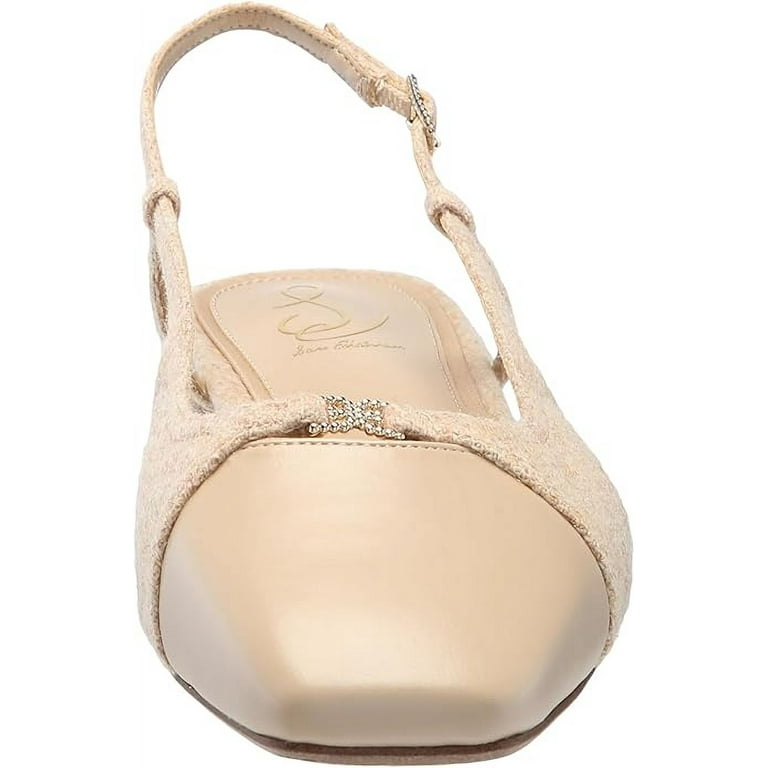 Sam Edelman Kara Beechwood/Oat Squared Toe Slingback Flats Sandals