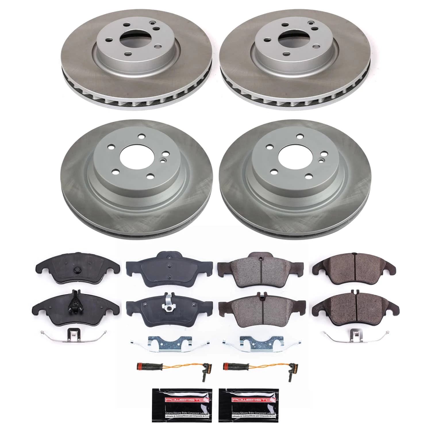 PowerStop Front and Rear Semi-Coated Rotor and Low-Dust Ceramic Brake Pad Kit SC7616