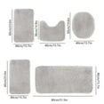thumbnail image 2 of 5 Piece Bathroom Rugs Sets with Adjustable Toilet Seat Cover Machine Washable Bath Rug Set Non Slip Solid Bath Mat Set Shaggy Bathroom Floor Mats for Luxury Bathroom Decoration, 2 of 6