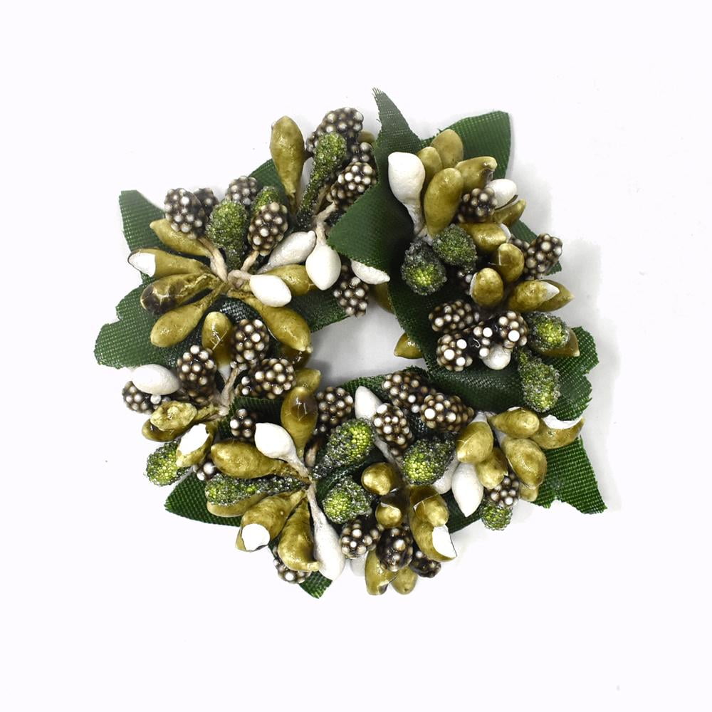 Decorative Green Berry Candle Ring, 1Inch